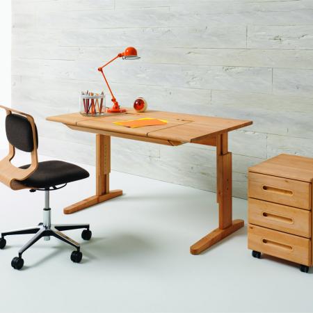Mobile Solid Wood Child Desk And Swivel, Wooden Childs Desk Chair